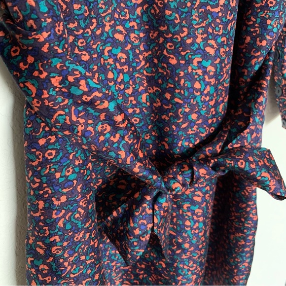 A.P.C. Rue Madame Paris Printed Silk Long Sleeve Shift Dress Size Large - Picture 4 of 6